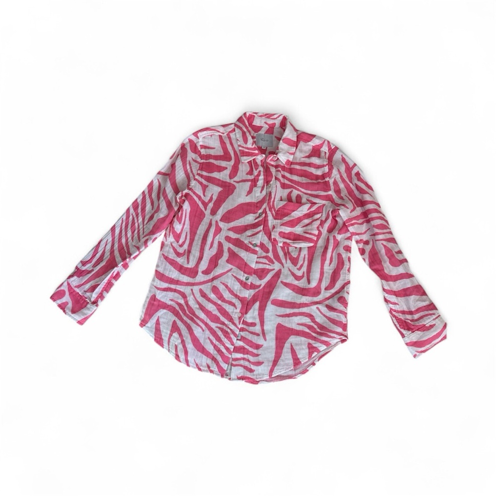 Rails Kids Pink and White Zebra Button Down Shirt